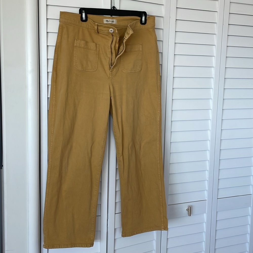 Madewell Emmett 2.0 Wide-Leg Crop Pants Size 31 Style#NJ998 in mustard yellow